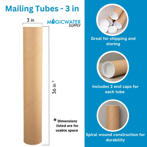 Heavy Duty Kraft Mailing Tubes 3 Inch By 36 Inch Six Pack Spiral Wound For Shipping And Storing Posters Arts Crafts And Documents Made In USA Protects From Damage During Handling And Transit
