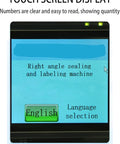 Touch screen display of Hot Two In One Automatic Right Angle Labeling And Peelable Label Machine showing clear controls.
