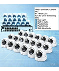 16CH 4K PoE NVR Security Dome Camera System 8Mp Full Color Night Vision Waterproof Surveillance Kit with 16 cameras and NVR.