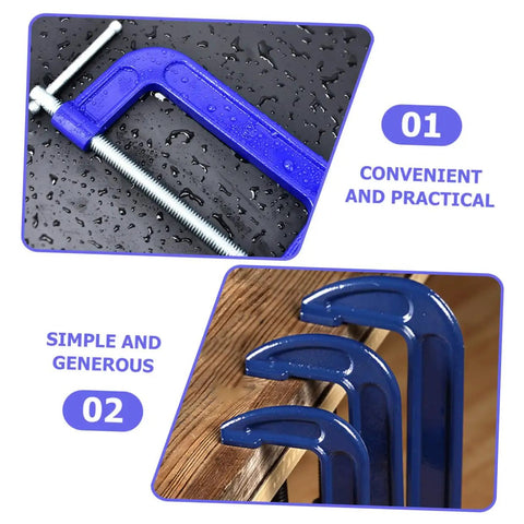 4 Inch Thickened Metal C Clamp With Quick Release For DIYers And Home Improvement Projects Heavy Duty G Clamp in blue finish.