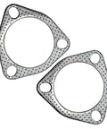 Two metal exhaust gasket flanges with 63.5mm bore and 3-bolt pattern