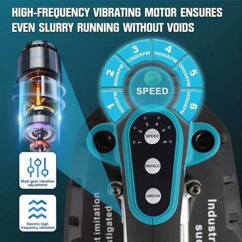 2 In 1 Tile Install Tool For 18V Battery Powered Handheld Tiling Vibrator With Enlarged Suction Cup showcasing speed settings