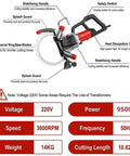 Tough As Nails Brushless Concrete Ring Saw With Integrated Dust Extraction Linkage Pump For Deep Wall Cutting And Precision Slotting Knockout Motor, highlighting features and specifications.