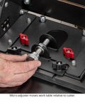 Close-up of Pro Grade Micro Adjustable Joinery Sled For Precise Box Joints, Miters And Angled Cuts On Table Saw And Router Table