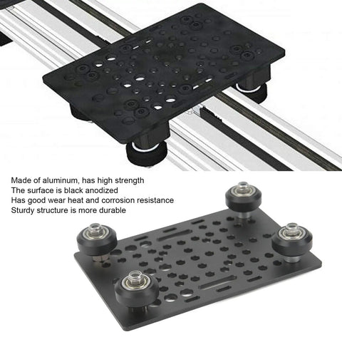 Beefed Up Heavy Duty Aluminum Gantry Plate Set Universal 20mm To 80mm Extrusion Fit Anodized Black with pulleys and bearings.