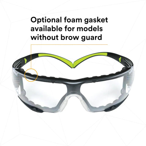 SecureFit 400 Safety Glasses For Men And Women With Anti Fog Anti Scratch Clear Lenses, Green And Black Frame, Lightweight Polycarbonate, UV Protection, Flexible Temples, Removable Foam Gasket, No Slip Fit For All Day Comfort