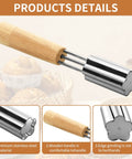 Crisp Flower Tip Cupcake Corer With Heavy Duty Plunger Handle For Carving Perfect Centers In Muffins And Cake Rounds shown with a wooden handle.