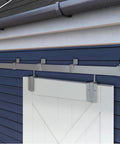 Installed 5Ft Exterior Sliding Barn Door Hardware Kit Heavy Duty Track For Indoor And Outdoor Doors Wall Mount Silver Galvanized Steel Rail