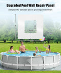 Family enjoying above-ground pool with diagram of Upgraded Pool Wall Repair Panel For Above Ground Pools highlighted.