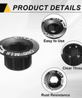 Two Pack M18 Aluminum Alloy Crank Cover Screws For Mountain Bike Crankset Bolts Black Durable Rustproof 7075 Aluminum Crank Fixing Bolts For Chainring Arm And Chainwheel Great For Bike Maintenance with product details showing CNC M18 design, ease of use, clear thread, and rust resistance.