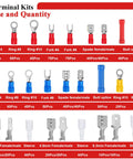 All In One 1100 Pcs Insulated Wire Connector Kit With Ring Butt Spade Fork Terminals Color Coded 22 To 10 AWG Red Blue Yellow