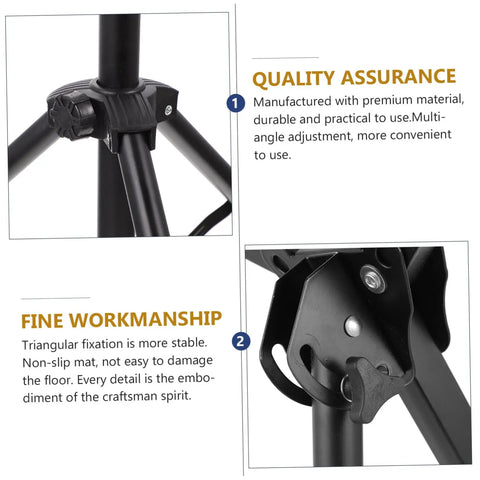 Adjustable 12 Inch Snare Drum Practice Rack And Folding Tripod Stand With Heavy Duty Alloy Build, detail of tripod adjustment features.