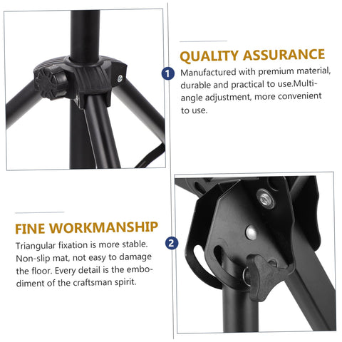 Adjustable Alloy Practice Drum Rack With 12 Inch Foldable Black Stand showing sturdy joints and adjustable height mechanism.