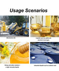 Heavy Lifter Electric Drum Pump Transfer System Moves Liquids With No Sweat Operating, showing usage scenarios for various liquids.