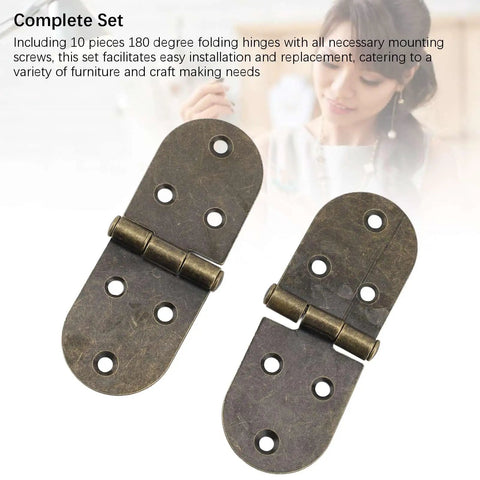 Retro Heavy Duty Folding Hinges For Sewing Tables And Furniture Doors Bronze 180 Degree Flush Hinges Sturdy Flip Top Hinge