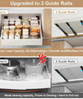 Heavy Duty Pull Out Cabinet Organizer Shelf Expanding From 16 To 21 Wide Fits 13 To 17 Depth showing enhanced 3 guide rails for support.