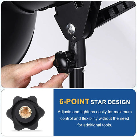 Three Pack One Quarter Inch Star Knobs With Six Point Plastic Heads 25mm Diameter Brass Insert Non Through Hole Screw In Use
