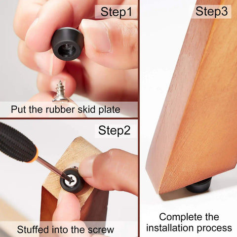 Installation of 200 Pieces Soft Rubber Furniture Feet With Stainless Steel Screws No Slip Floor Protectors Step by Step