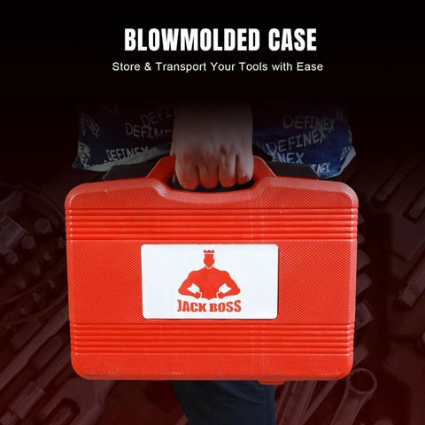 Red blow molded case for 52 In 1 Bushing Driver Tool Set With 50 Changeable Discs And 2450 Custom Variations