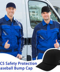 Two men wearing Three Piece Bump Cap Baseball Hat Style Hard Hat Helmet Safety Cap Breathable Lightweight For Men And Women.