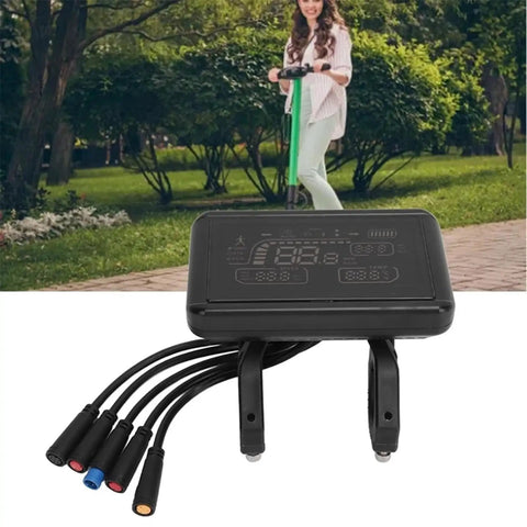 Upgraded Electric Scooter Dashboard Display Panel With Slick Speed Gear And Power Modes Indicators, cords visible