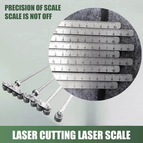 3mm Stainless Steel Positioning Jig And Cutting Guide For Precision Woodworking Metalworking And Polystyrene Projects With Accurate Measuring And Straight Cuts Built To Last And Rock Solid showing laser-etched ruler close-up.