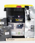 Pourable Asphalt Repair Kit 5 Gallon Polymer Patch Black For Quick Traffic Ready Repairs with all included materials visible
