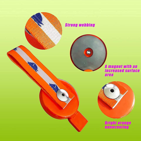 SEASAIL boat trailer lockout key with magnetic surge brake; orange housing, fabric strap, round base