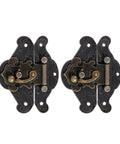 Dope Zinc Alloy Vintage Jewelry Box Latch With Antique Bronze Finish, Rustproof Retro Hasp, shown in a pair