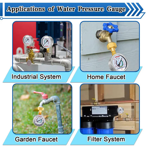 Oil Filled 0 To 100 Psi Water Pressure Gauge With Three Quarter Inch GHT Female Thread for home use and DIY pressure testing.
