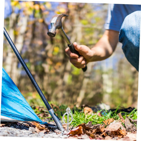 Person setting up tent using 10 Pack Tent Pole Connectors With Single Needle Ring For Quick Setup And Takedown, outdoors