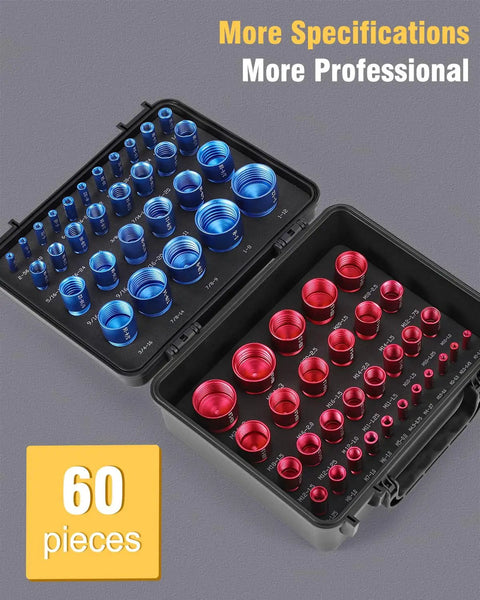 Detachable Thread Gauge Kit With 60 Nut And Bolt Gauges, 30 Inch And 30 Metric Box Set in a black storage case