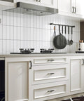 10 Pack Adjustable Cabinet Pulls Black Silver Two Tone Square Dresser And Drawer Handles With 107mm Length installed in modern kitchen