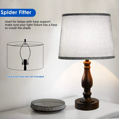 Drum Lampshade Set For Table And Floor Lamps Natural Linen Replacement Shades With Easy Assembly on wooden table lamp