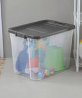 Heck Yeah 2 Pack 108 Quart Stackable Storage Containers With Deep Recessed Latch Lids Clear Plastic Heavy Duty Organizers for toy storage.