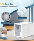 3.3L dust bag with 4-layer filtration features in Must Have Replacement Vacuum Parts Kit For Roborock S5V Curv Edge Edge S5A Curv S5X Includes 2 Sets Main Brush 6 Mop Pads 6 Vacuum Bags 4 HEPA Filters 6 Side Brushes And 2 Cleaning Tools Easy To Install.
