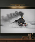 Steam Locomotive In Snow Winter Train Wall Art For Living Room And Bedroom Framed Poster Modern Eclectic Decor Rail Road Charm
