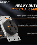 50 Amp 250V Flush Mount Power Outlet NEMA 6 50R Welder Receptacle with galvanized steel mounting strap