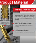 M6 X 1 Spiral Point Tap And 5mm Twist Drill Bit Set featuring HSS 6542 steel and TiN coating for stainless and alloy steel drilling