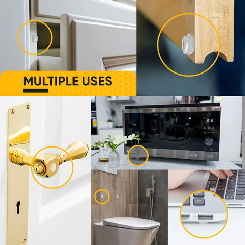 64 Clear Self Adhesive Rubber Cabinet Bumpers Silence Kitchen Drawer Slams With Zero Drama While Shielding Counters From Hella Scratches And Door Bangs Today used on various surfaces and appliances.