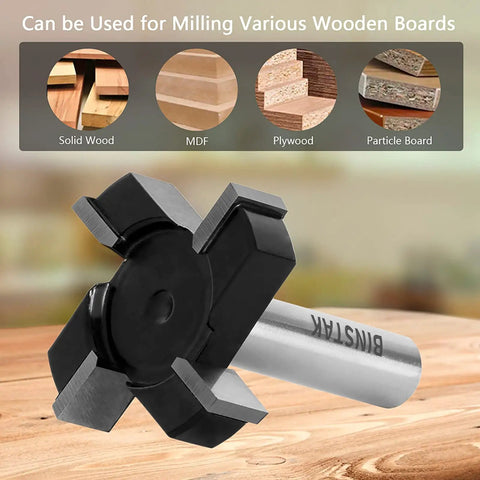 Four Flute CNC Spoilboard Surfacing Router Bit With Half Inch Shank And Two Inch Cutter Diameter For Slab Flattening And Wood Milling Carbide Planer Router Bit With Anti Kickback Design And Heat Resistant Coating