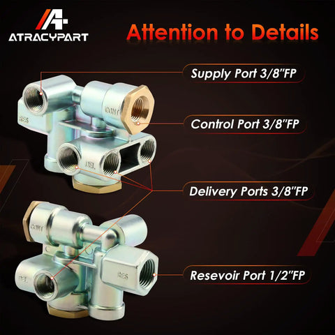 Trailer Priority Brake Control Valve Replacement With Three Eighths Inch Ports No Fuss Emergency Stop Parking 2 Pack diagram
