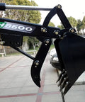 3 Point Hitch PTO Hydraulic Backhoe Attachment With 15 Inch Bucket Fits CAT 1 Tractors Like John Deere And Kubota, side angle
