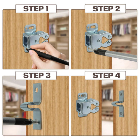 Installation guide for 20 Pcs Double Roller Cabinet Door Latches With Screws For Cupboard Closet Kitchen Cabinets Durable Iron Hardware