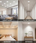 Ultra-Thin 2in Recessed Lighting Kit Panel Lights For Ceiling Installation in living room, hotel hallway, bedroom, and entrance.