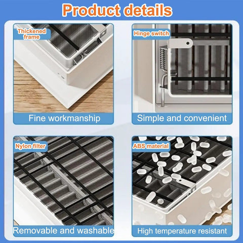 Premium Aluminum Louvered Vent Panel With Heavy Duty Mesh Cover For Ceiling Inspection And Drywall Gable Grilles No Sweat Rapid Setup Kicks Up Fresh Indoor Air Sweet Home Comfort 35X35Cm product details showing nylon filter and hinge switch.