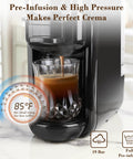 3 in 1 Espresso Maker For Nespresso Pods Lavazza Blue And Expert Capsules Plus Ground Coffee 19 Bar Pressure Delivers Boss Level Espresso At Home Compact Mini Coffee Maker With Removable Water Tank brews espresso with crema