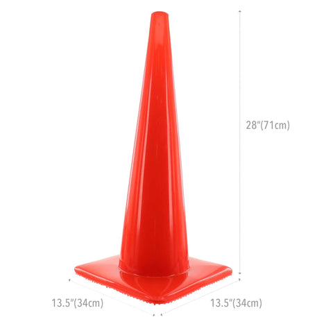 High Visibility Orange Safety Cone For Traffic And Worksites, 28 Inch Durable LDPE Cone With UV Stabilizer, side view