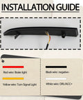 Installation guide for LED Rear Bumper Reflector Light For Chevy Camaro 2016-2024, showing wire connections and colors.