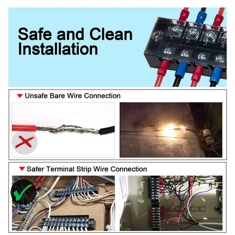 Dual Row Terminal Block Kit With Cover 4 5 6 Positions 600V 15A Wire Screw Terminal Strip Pre Insulated Terminals Barrier Strips